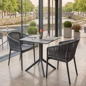 2 Portofino Armchair and Sky Table 80 Set in Dark Grey