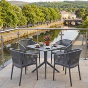 4 Portofino Armchair and Sky Table 80 Set in Dark Grey