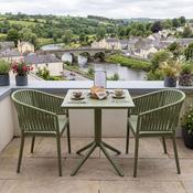 2 Portofino Armchair and Sky Folding Square Table 60 Set in Olive Green