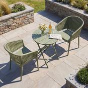 2 Portofino Armchair and Helen Folding Round Table 60 Set in Olive Green