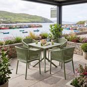 4 Portofino Armchair and Sky Table 80 Set in Olive Green