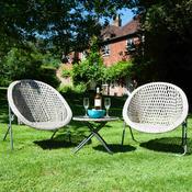 Tobs Rattan Folding Lounge Bistro Set - Grey