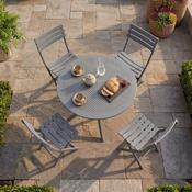 4 Helen Folding Chair and Sky Round Table 105 Set in Dark Grey