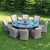 Boston 8 Seater Oval Rattan Outdoor Furniture Set with Lazy Susan