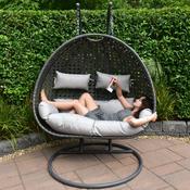 Riviera Outdoor Rattan Hanging Double Egg Chair - Grey image