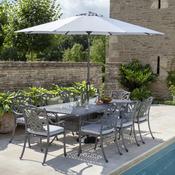 Hartman Capri 8 Seat Rectangular Cast Aluminium Set in Antique Grey with Parasol &amp; Base image