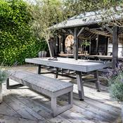 Hartman Crucible Multi Purpose Dining &amp; Games Outdoor Furniture Set with Two Benches
