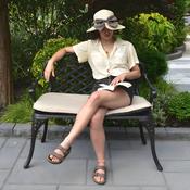 Mississippi Cast Aluminium Bench in Bronze with Cushion