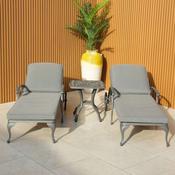 Sapphire Sunlounger Set of Two with Side Table in Grey