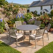 Verona Ceramic 6 Seat Round Set in Dark Stone