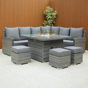 California Corner Set with Halifax Firepit Table in Grey image