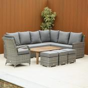 California Corner Set with Rectangular Wooden Coffee Table and Chicago Chair
