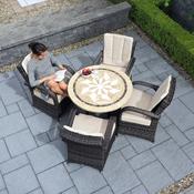 4 Cairo Rattan Garden Chairs and Dalkey 90cm Stone Top Round Outdoor Table