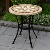 Dalkey 2 Seat Round Garden Bistro Table with Marble Compass Top