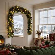 9ft (270cm) Everglen Christmas Green Garland with 120 Warm White LEDs and Big Cones image