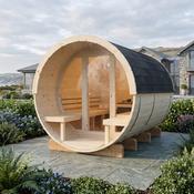 Anita Deluxe 2.2m x 2.9m Barrel Sauna (Glass Wall) with 6KW Narvi Heater