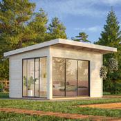 Andrea 11.2sqm Slide Plus Garden Room / Garden Office with Double Toughened Glass image