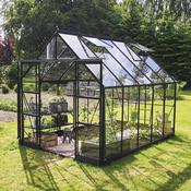 Halls ICON 8 Greenhouse - 8.1m² - 8ft x 10ft - Toughened - Black