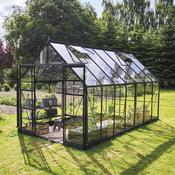 Halls ICON 8 Greenhouse - 11.2m² - 8ft x 14ft - Toughened - Black