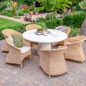 Kettler Genoa Woven 6 Seat Round Rattan Dining Set - Natural