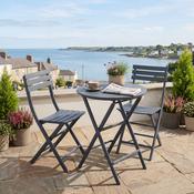 2 Helen Folding Chair and Helen Folding Round Table 60 Set in Dark Grey