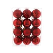 Pack of 24 x 7cm Mixed Finish Christmas Decorations - Balls - Red image