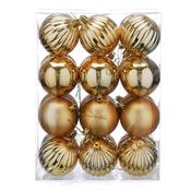 Pack of 24 x 7cm Mixed Finish Christmas Decorations - Balls - Champagne Gold