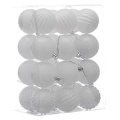 Pack of 24 x 7cm Mixed Finish Christmas Decorations - Balls - White