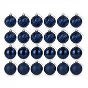 Pack of 24 x 7cm Mixed Finish Christmas Decorations - Balls - Navy Blue image
