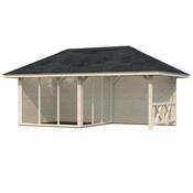 Bianca 16.6m Connect with Roof Shingles, 3 Full Walls, Fence, 2 Sliding Doors, Apex Wall and Extra Roof (323cm x 588cm x 300cm) image