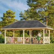 Bianca 16.6m Connect Gazebo with Full Roof and Connect Fence (319cm x 588cm x 300cm) image