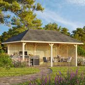Bianca 16.6m Connect Gazebo with Louvre Wall and Connect Fence (319cm x 588cm x 300cm)