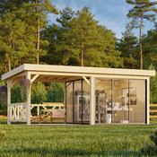 Lenna 16.6m Flat Roof Connect with 2 Full Walls, 2 Side Fences and 2 Sliding Doors (6m x 3m) image