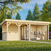 Lenna 16.6m Flat Roof Connect with 3 Full Walls, 2 Sliding Doors and Corner Half Wall (6m x 3m) image
