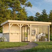 Lenna 16.6m Flat Roof Connect with 2 Full Walls, 3 Sliding Doors and Corner Half Wall (6m x 3m) image