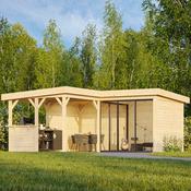 Lenna 24.9m L Shape Flat Roof Connect with 4 Full Walls and 3 Sliding Doors (6m x 6m x 3m) image