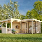 Lenna 24.9m L Flat Roof Connect with 4 Full Walls, 2 Sliding Doors and Corner Half Wall (6m x 6m x 3m) image