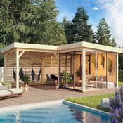 Lenna 24.9m L Flat Roof Connect with 2 Full Walls, 2 Louvre Walls and 3 Sliding Doors (6m x 6m x 3m) image
