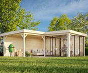 Lenna 24.9m L Flat Roof Connect with 4 Full Walls and 3 Sliding Doors (6m x 6m x 3m) image