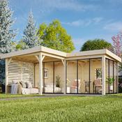 Lenna 24.9m L Flat Roof Connect with 3 Full Walls, 1 Louvre Wall and 3 Sliding Doors (6m x 6m x 3m) image