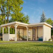 Lenna 24.9m L Flat Roof Connect with 4 Full Walls, 2 Sliding Doors and Corner Half Wall - Version 2 (6m x 6m x 3m) image