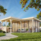 Lenna 24.9m L Flat Roof Connect with 3 Full Walls, 3 Sliding Doors and Corner Half Wall (6m x 6m x 3m) image
