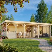 Lenna 24.9m I Flat Roof Connect with 4 Full Walls, 2 Sliding Doors and Corner Half Wall (9m x 3m) image