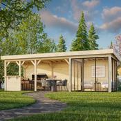 Lenna 24.9m I Flat Roof Connect with 3 Full Walls, 3 Sliding Doors and Corner Half Wall (9m x 3m) image