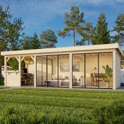 Lenna 24.9m I Flat Roof Connect with 4 Full Walls, 3 Sliding Doors and Corner Half Wall (9m x 3m) image