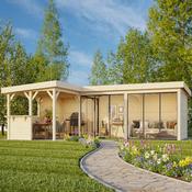 Lenna 33.2m L Flat Roof Connect with 5 Full Walls, 3 Sliding Doors and Corner Half Wall (9m x 6m x 3m) image