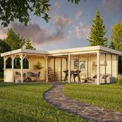 Lenna 33.2m L Flat Roof Connect with 4 Full Walls, 4 Sliding Doors and Corner Half Wall (9m x 6m x 3m) image