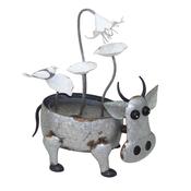 Metal Cow with Flowers image