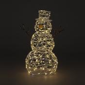 90cm White Rattan Snowman with 250 Warm White LED Lights
