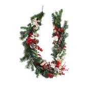6ft (180cm) Festive Christmas Garland with Berries and Deer